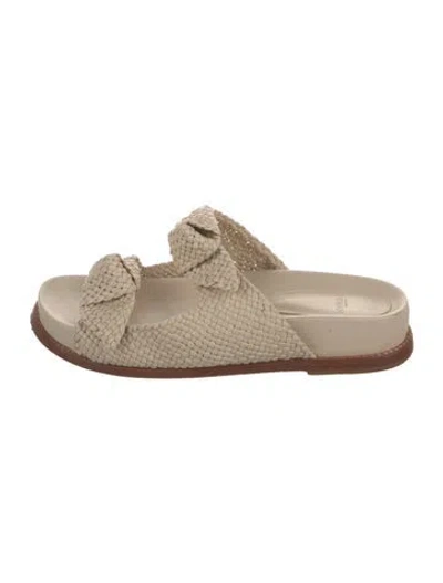 Pre-owned Alexandre Birman Leather Braided Accents Slides In Neutral