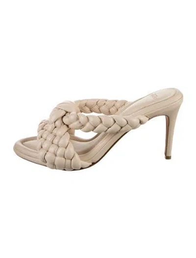 Pre-owned Alexandre Birman Leather Braided Accents Slides In Neutrals