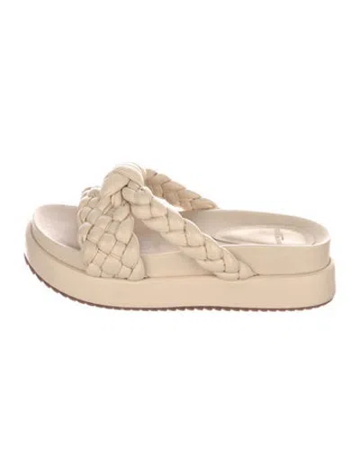 Pre-owned Alexandre Birman Leather Braided Accents Slides In Neutrals