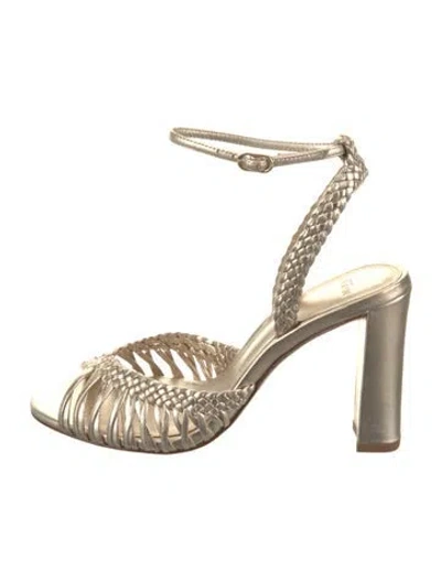 Pre-owned Alexandre Birman Leather Braided Accents Slingback Sandals In Neutral