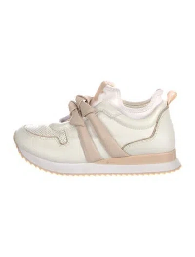 Pre-owned Alexandre Birman Leather Colorblock Pattern Athletic Sneakers In Neutral