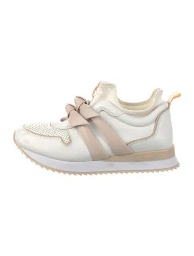 Pre-owned Alexandre Birman Leather Colorblock Pattern Athletic Sneakers In Neutral