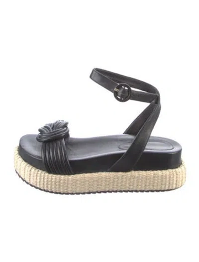 Pre-owned Alexandre Birman Leather Colorblock Pattern Espadrilles In Black