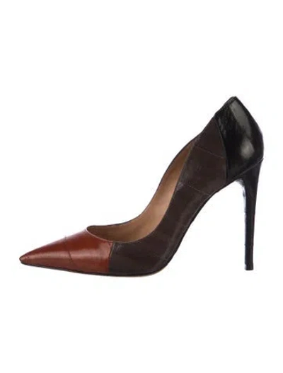 Pre-owned Alexandre Birman Leather Colorblock Pattern Pumps In Brown