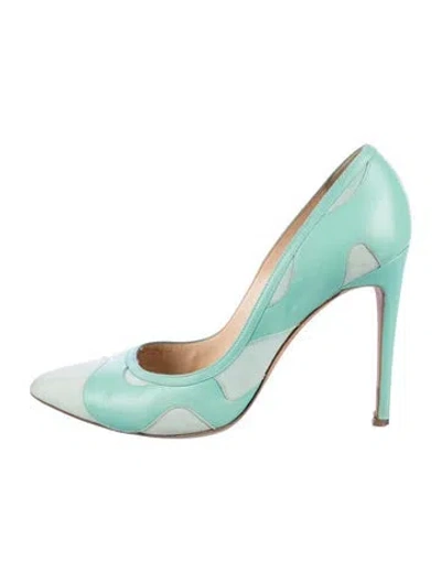 Pre-owned Alexandre Birman Leather Colorblock Pattern Pumps In Green
