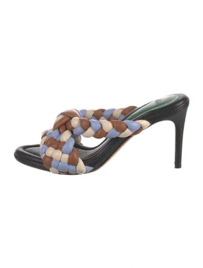 Pre-owned Alexandre Birman Leather Colorblock Pattern Sandals In Neutral
