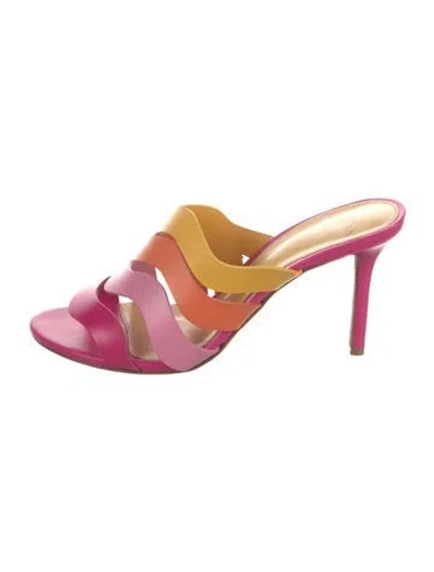Pre-owned Alexandre Birman Leather Colorblock Pattern Sandals In Pink