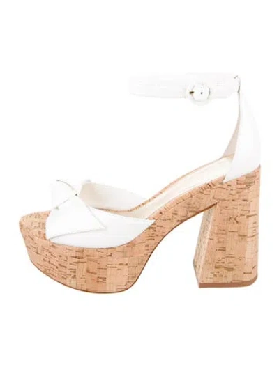 Pre-owned Alexandre Birman Leather Colorblock Pattern Sandals In White