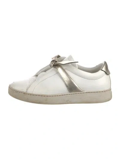 Pre-owned Alexandre Birman Leather Colorblock Pattern Sneakers In White