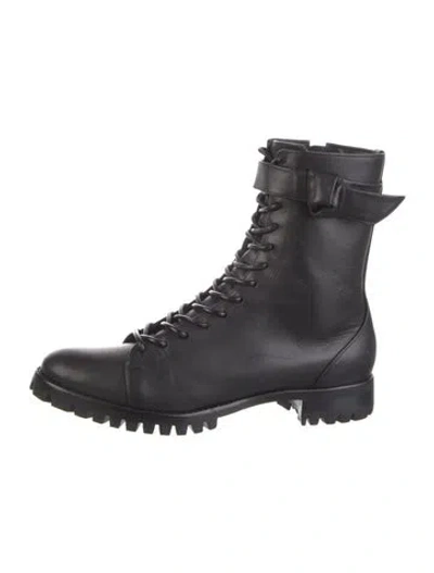 Pre-owned Alexandre Birman Leather Combat Boots In Black