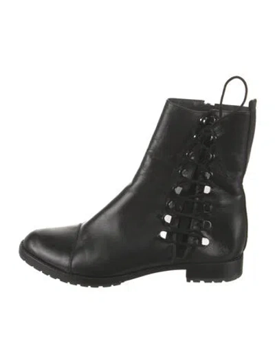 Pre-owned Alexandre Birman Leather Combat Boots In Black