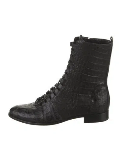 Pre-owned Alexandre Birman Leather Combat Boots In Black
