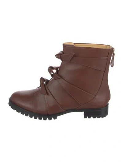 Pre-owned Alexandre Birman Leather Combat Boots In Brown
