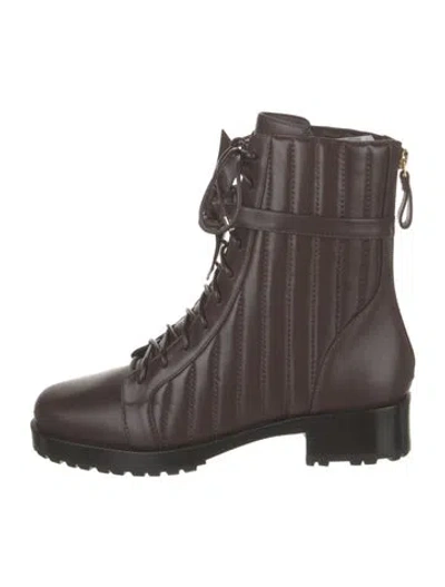 Pre-owned Alexandre Birman Leather Combat Boots In Brown
