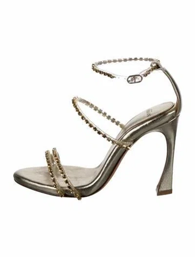 Pre-owned Alexandre Birman Leather Crystal Embellishments Sandals In Transparent