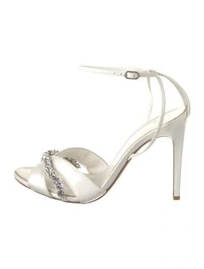 Pre-owned Alexandre Birman Leather Crystal Embellishments Sandals In White