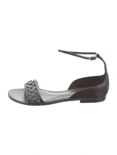 Pre-owned Alexandre Birman Leather Cutout Accent Flats In Green