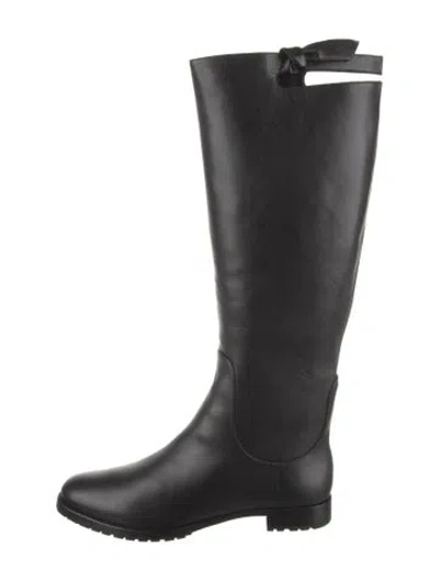 Pre-owned Alexandre Birman Leather Cutout Accent Riding Boots In Black