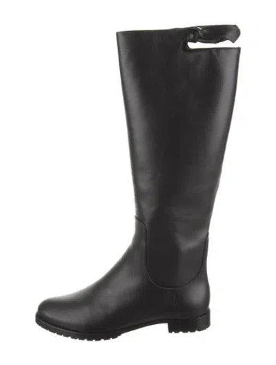 Pre-owned Alexandre Birman Leather Cutout Accent Riding Boots In Black