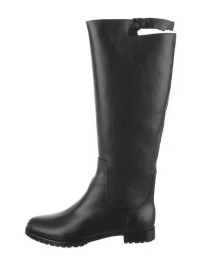Pre-owned Alexandre Birman Leather Cutout Accent Riding Boots In Black