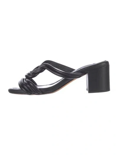 Pre-owned Alexandre Birman Leather Cutout Accent Slides In Black
