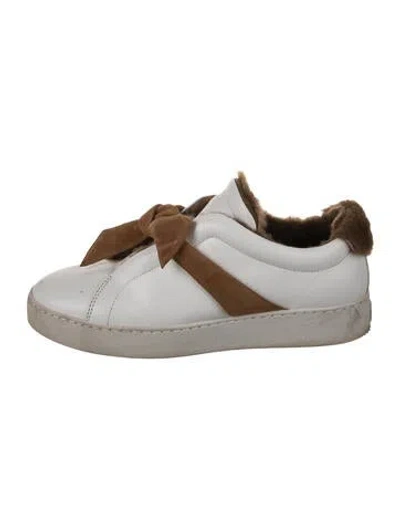 Pre-owned Alexandre Birman Leather Faux Fur Trim Sneakers In White