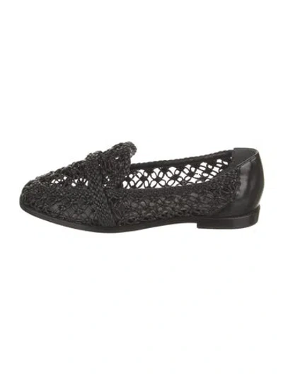 Pre-owned Alexandre Birman Leather Lace Pattern Loafers In Black