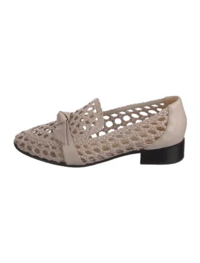 Pre-owned Alexandre Birman Leather Lace Pattern Loafers In Neutrals