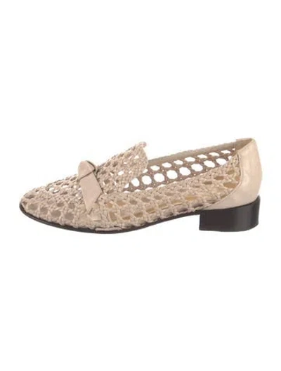 Pre-owned Alexandre Birman Leather Lace Pattern Loafers In Neutrals