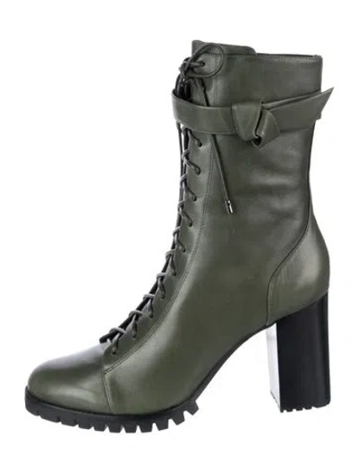Pre-owned Alexandre Birman Leather Lace-up Boots In Green