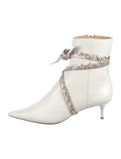 Pre-owned Alexandre Birman Leather Leather Trim Embellishment Boots In White
