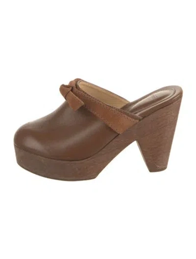 Pre-owned Alexandre Birman Leather Leather Trim Embellishment Mules In Brown