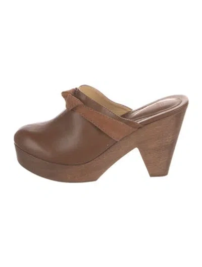 Pre-owned Alexandre Birman Leather Leather Trim Embellishment Mules In Brown
