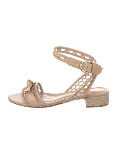 Pre-owned Alexandre Birman Leather Mesh Accents Gladiator Sandals In Neutral