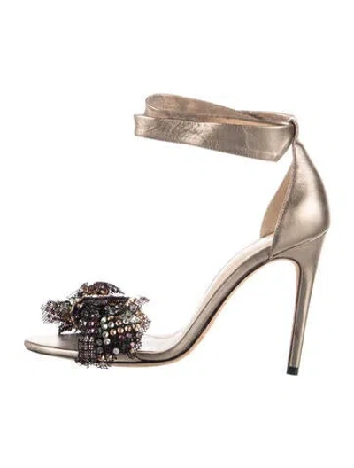 Pre-owned Alexandre Birman Leather Mesh Accents Sandals In Brown/metallic