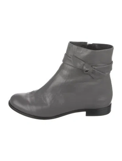 Pre-owned Alexandre Birman Leather Moto Boots In Gray