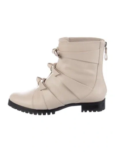 Pre-owned Alexandre Birman Leather Moto Boots In Neutral