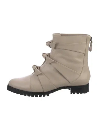 Pre-owned Alexandre Birman Leather Moto Boots In Neutrals