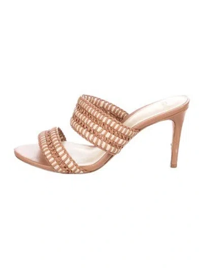 Pre-owned Alexandre Birman Leather Patterned Slides In Brown/neutrals