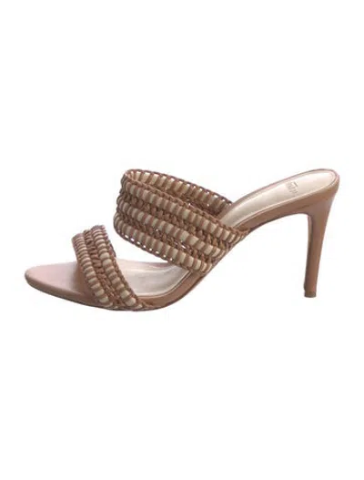 Pre-owned Alexandre Birman Leather Patterned Slides In Brown/neutrals