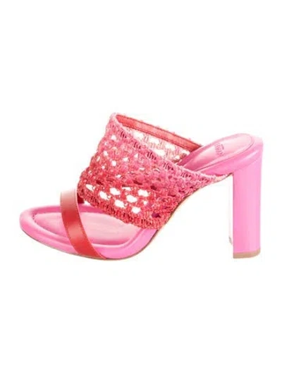 Pre-owned Alexandre Birman Leather Patterned Slides In Pink