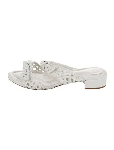 Pre-owned Alexandre Birman Leather Patterned Slides In White