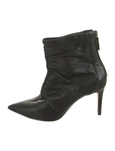 Pre-owned Alexandre Birman Leather Pleated Accents Boots In Black