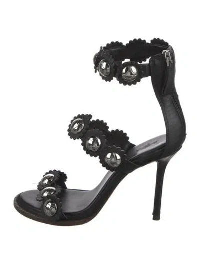 Pre-owned Alexandre Birman Leather Polka Dot Print Sandals In Black