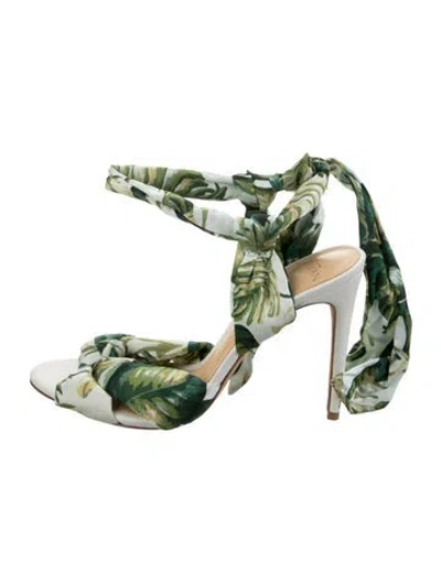 Pre-owned Alexandre Birman Leather Printed Sandals In Green