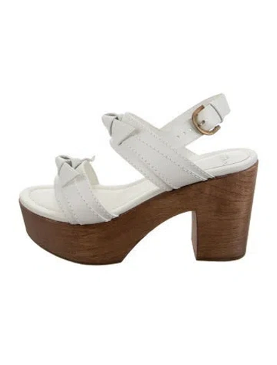 Pre-owned Alexandre Birman Leather Printed Slingback Sandals In White