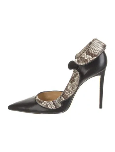 Pre-owned Alexandre Birman Leather Ruffle Embellishment D'orsay Pumps In Black