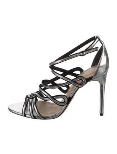 Pre-owned Alexandre Birman Leather Sandals In Black/metallic/silver