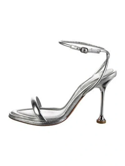 Pre-owned Alexandre Birman Leather Sandals In Metallic/silver