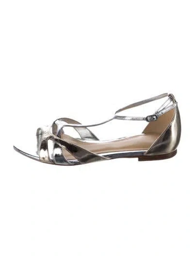Pre-owned Alexandre Birman Leather Sandals In Metallic/silver